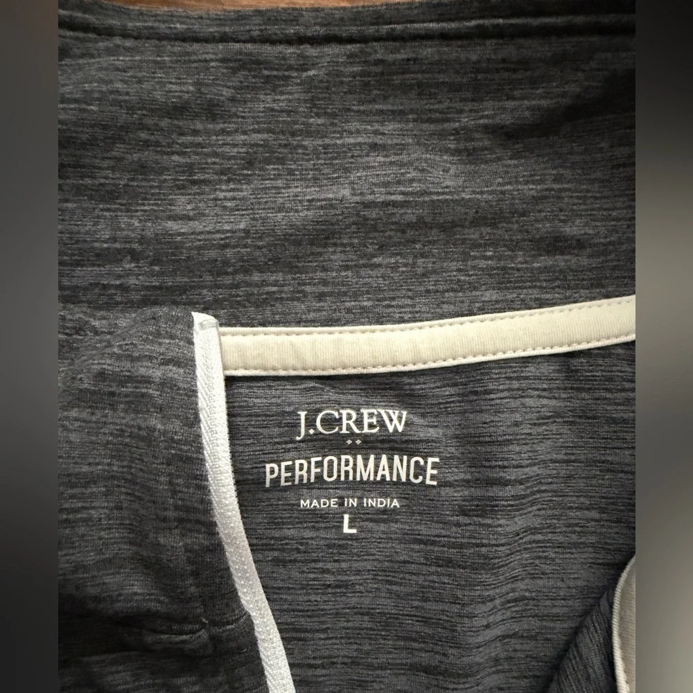 J Crew Performance Pullover Mens L Heather Gray 1/4 Zip Stretch Long Sleeve